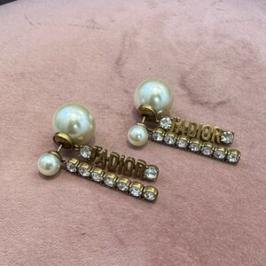 Dior Gold and Pearl Crystal Earrings
